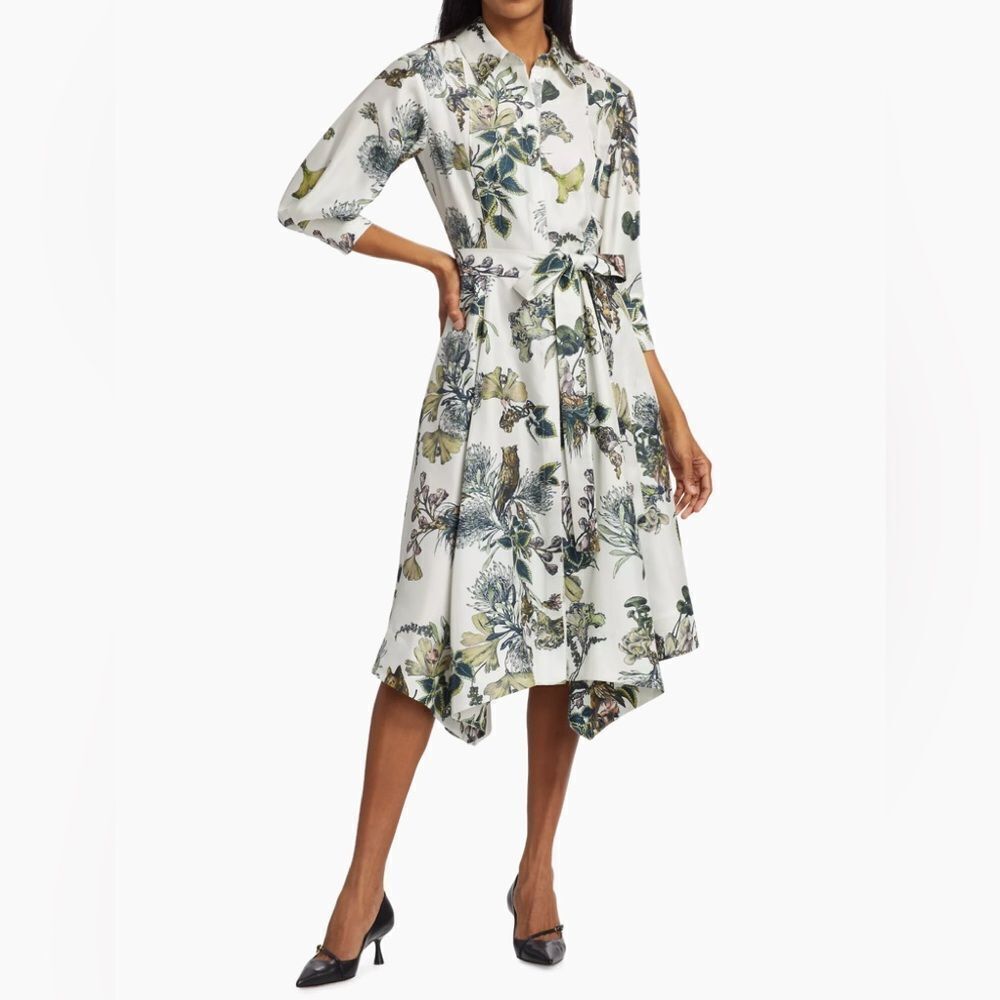 Jason Wu Collection Forest Floral Silk Belted Shirtdress size 2